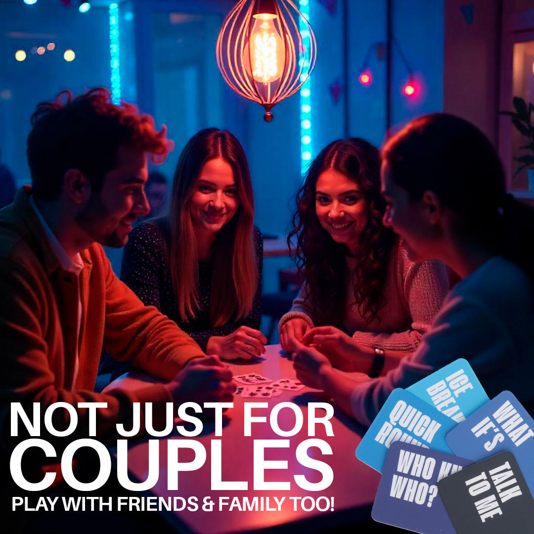 Couple laughing together playing Talk for Hours card game